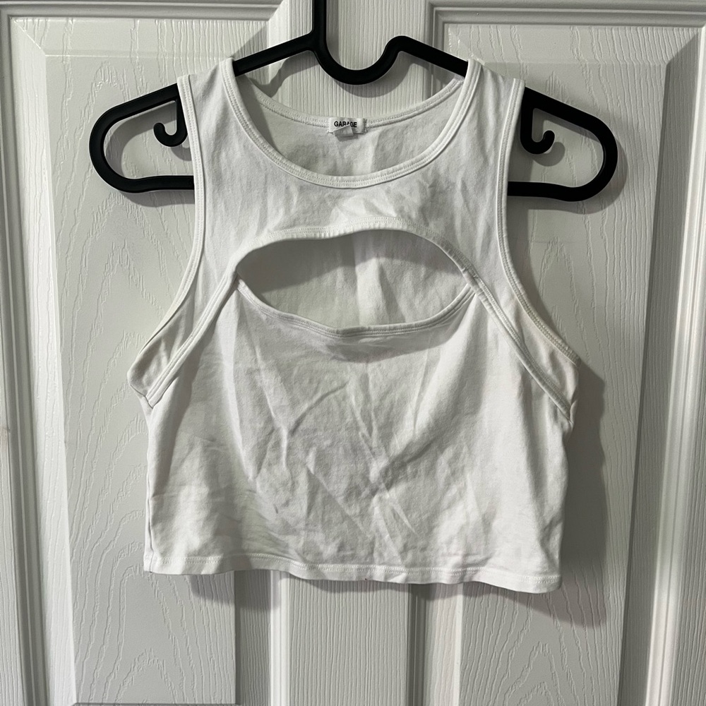 White garage y2k crop top